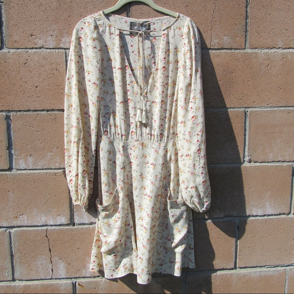 Reformation cream floral mini dress